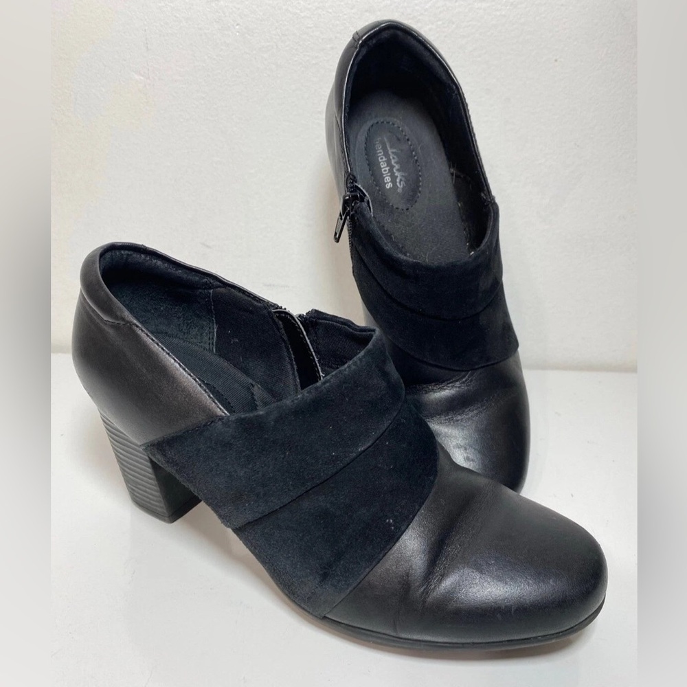 CLARKS BENDABLES COMFORT BLACK LEATHER SHOES SZ US 9M